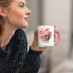 Personalised Birth Flower Basket 11oz Ceramic Coffee Mug with Name Birthday Gift for Women