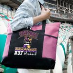 Personalized Multicolour Football Grandma Large Tote Bag with Name and Number Birthday Gift for Sports Lover Grandma
