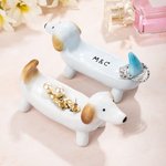 Personalized Funny Dachshund Dog Ceramic Trinket Ring Jewelry Holder with Name Birthday Wedding Bridal Shower Gift for Dachshund Lovers