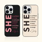 Personalized Self Care She Is Me Slim Phone Case for iPhone with Positive Affirmations and Name Birthday Inspirational Gift for Women Girls