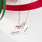 Collana con ciondolo a forma di calza natalizia personalizzata con nome inciso e pietra di nascita Regalo di Natale e compleanno per le donne
