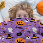 Gepersonaliseerd spook vleermuis pompoen ontwerp Zachte deken met naam Halloween Home Decor Gift voor kinderen