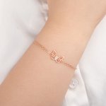 Bracelet Orné de Pendentif Papillon Personnalisé avec Pierre de Naissance Délicate Cadeau Anniversaire Noël pour Femme