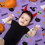 Gepersonaliseerd spook vleermuis pompoen ontwerp Zachte deken met naam Halloween Home Decor Gift voor kinderen