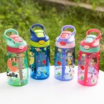 Personalised Colourful Cartoon Photo Name 16oz Kid's Water Bottle with Silicone Straw and Handle Birthday Back to School Gift for Boys Girls