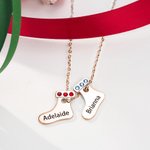 Collana con ciondolo a forma di calza natalizia personalizzata con nome inciso e pietra di nascita Regalo di Natale e compleanno per le donne
