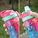 Personalised Colourful Cartoon Photo Name 16oz Kid's Water Bottle with Silicone Straw and Handle Birthday Back to School Gift for Boys Girls