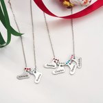 Collana con ciondolo a forma di calza natalizia personalizzata con nome inciso e pietra di nascita Regalo di Natale e compleanno per le donne