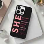 Personalized Self Care She Is Me Slim Phone Case for iPhone with Positive Affirmations and Name Birthday Inspirational Gift for Women Girls