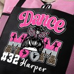 Personalized Multicolour Dance Mom Stylish Durable Tote Bag with Name and Number Birthday Gift for Dance  Lovers Mother