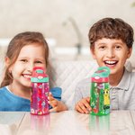 Personalised Colourful Cartoon Photo Name 16oz Kid's Water Bottle with Silicone Straw and Handle Birthday Back to School Gift for Boys Girls