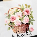 Personalizada Nacimiento Ramo de flores Cesta Grande Lienzo Bolsa Tote con Nombre Diario Viaje Trabajo Esenciales Cumpleaños Aniversario Regalo para E
