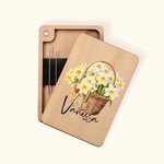 Personalisierte Geburt Blume Blumenstrauß Korb hölzerne magnetische Nadel-Box mit Namen Geburtstag Jahrestag Geschenk für Nähen Liebhaber 1
