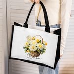 Personalizada Nacimiento Ramo de flores Cesta Grande Lienzo Bolsa Tote con Nombre Diario Viaje Trabajo Esenciales Cumpleaños Aniversario Regalo para E