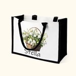 Personalizada Nacimiento Ramo de flores Cesta Grande Lienzo Bolsa Tote con Nombre Diario Viaje Trabajo Esenciales Cumpleaños Aniversario Regalo para E