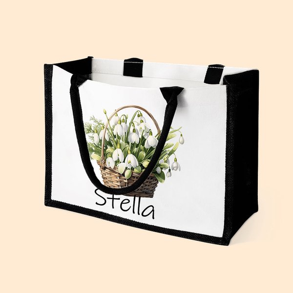 Personalizada Nacimiento Ramo de flores Cesta Grande Lienzo Bolsa Tote con Nombre Diario Viaje Trabajo Esenciales Cumpleaños Aniversario Regalo para E