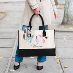 Personalized Manicure Canvas Tote Bag with Waterproof Liner Birthday Gift for Manicurist Women