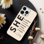 Personalized Self Care She Is Me Slim Phone Case for iPhone with Positive Affirmations and Name Birthday Inspirational Gift for Women Girls