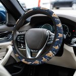Personnalisé Multicolore Plaid 1-3 Dog Cat Portrait Anti-slip Elastic Steering Wheel Cover with Name Birthday Gift for Pet Lovers