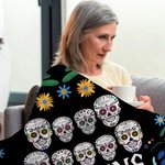 Personalized Mexican Sugar Skull Soft Cozy Throw Blanket with Name Gothic Home Decor Birthday Day of the Dead Gift for Family