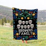 Personalized Mexican Sugar Skull Soft Cozy Throw Blanket with Name Gothic Home Decor Birthday Day of the Dead Gift for Family