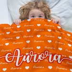 Personalised Heart Icon Multicolour Name Soft Throw Blanket Birthday Christmas Gift for Boys Girls Family