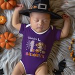 Spersonalizowana dynia Highland Cow Spider Web 100% bawełniane body niemowlęce z imieniem Śliczny kostium festiwalowy 1. prezent na Halloween dla noworodków