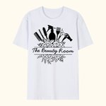 Personalized Floral Hairdresser Elements Salon Barber Theme 100% Cotton T-Shirt with Text Birthday Gift for Hairstylist Hairdressing Lovers