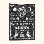 Spersonalizowany koc z imieniem i nazwiskiem Sun Moon Hugging Skeleton Ouija Board Gothic Home Decor Halloween Wedding Gift for Couple Ouija Lovers