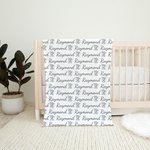 Personalised Blue Elephant Name Newborn Swaddle Blanket Hat Headband Set Baby Shower Photography Gift for Baby Boy