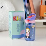 Personalized Cute Cartoon Birth Flower 16oz Water Bottle with Straw and Spill-Proof Lid Birthday Back to School Gift for Kids