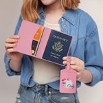 Gepersonaliseerd golfthema aquarel geboortebloem lederen paspoorthouder bagagelabelset met naam reisaccessoires verjaardagscadeau voor golfliefhebbers