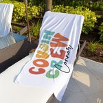 Gepersonaliseerde kleurrijke neef Crew sneldrogende oversized strandhanddoek met naam Summer Travel Essential geschenk voor familie kinderen