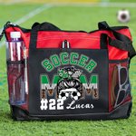 Personalized Multicolour Football Soccer Mom Large Capacity Leopard Print Mesh Belt Tote Bag with Name and Number Birthday Gift for Women