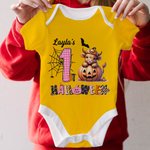 Spersonalizowana dynia Highland Cow Spider Web 100% bawełniane body niemowlęce z imieniem Śliczny kostium festiwalowy 1. prezent na Halloween dla noworodków
