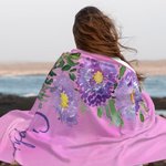 Personalised Birth Flower Soft Throw Blanket with Name Birthday Bachelorette Party Gift for Women