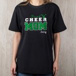 Personalized Glitter Bow Proud Cheer Mom 100% Cotton Short Sleeve T-shirt with Name Breathable Multicolour Available Game Day Gift for Mom