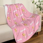 Personalized Cute Cartoon Dinosaur Fantasy Unicorn Ballet Girl Vehicle Soft Throw Blanket with Name Baby Shower Birthday Gift for Boys Girls