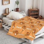 Personalized Cute Cartoon Dinosaur Fantasy Unicorn Ballet Girl Vehicle Soft Throw Blanket with Name Baby Shower Birthday Gift for Boys Girls