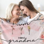 Personalised First Mom Now Grandma Birth Flower Pink Soft Throw Blanket with Name Christmas Mother's Day Home Decor Gift for Women