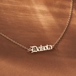 Personalised Minimalist Gothic Old English Nameplate Necklace Family Jewellery Birthday Halloween Gift for Women