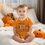 Spersonalizowana dynia Highland Cow Spider Web 100% bawełniane body niemowlęce z imieniem Śliczny kostium festiwalowy 1. prezent na Halloween dla noworodków
