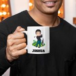 Personalised Cartoon Women Men Character 11oz Ceramic Mug with Name Golf Birthday Gift for Golf Lover