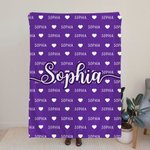 Personalised Heart Icon Multicolour Name Soft Throw Blanket Birthday Christmas Gift for Boys Girls Family