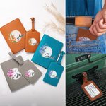 Gepersonaliseerd golfthema aquarel geboortebloem lederen paspoorthouder bagagelabelset met naam reisaccessoires verjaardagscadeau voor golfliefhebbers