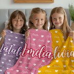 Personalised Heart Icon Multicolour Name Soft Throw Blanket Birthday Christmas Gift for Boys Girls Family