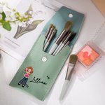 Personalized Y2K Style Cartoon Girl Name Makeup Brush Bag with 8 Pcs Makeup Brushes Travel Essentials Birthday Christmas Gift for Girls