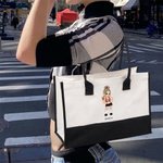 Personalized Y2K Cartoon Character Large Canvas Tote Bag with Name Friendship Birthday Gift for Women Girls
