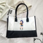 Personalized Y2K Cartoon Character Large Canvas Tote Bag with Name Friendship Birthday Gift for Women Girls