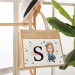 Sac en toile de jute avec Initiales et Nom Cadeau d'Anniversaire de Retraite pour Grand-Mère Maman